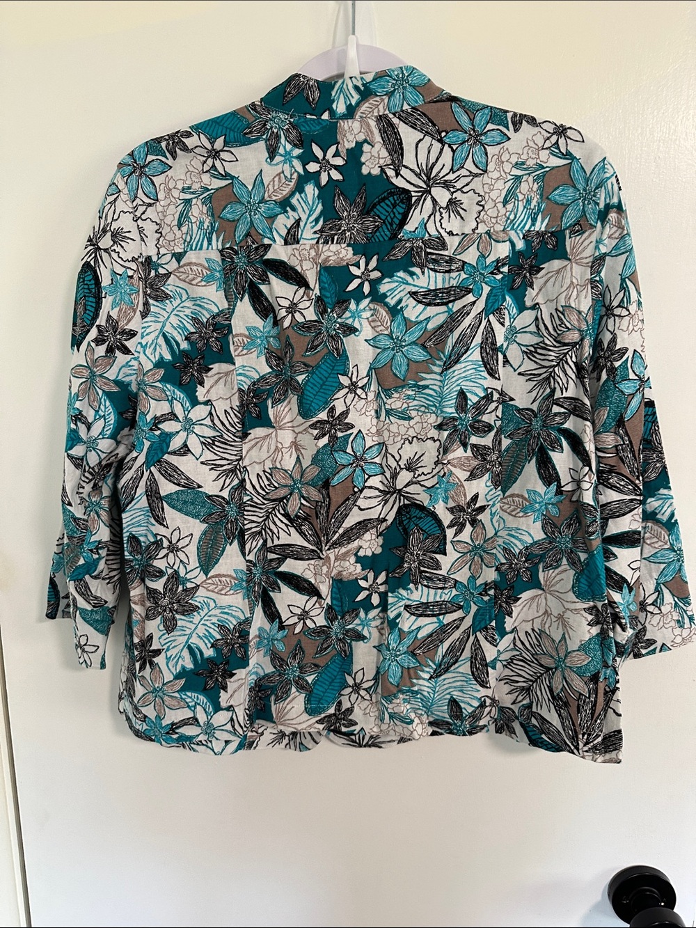 Christopher & Banks Teal & Black Floral Button-Front shirt jacket size PXL - Picture 6 of 8